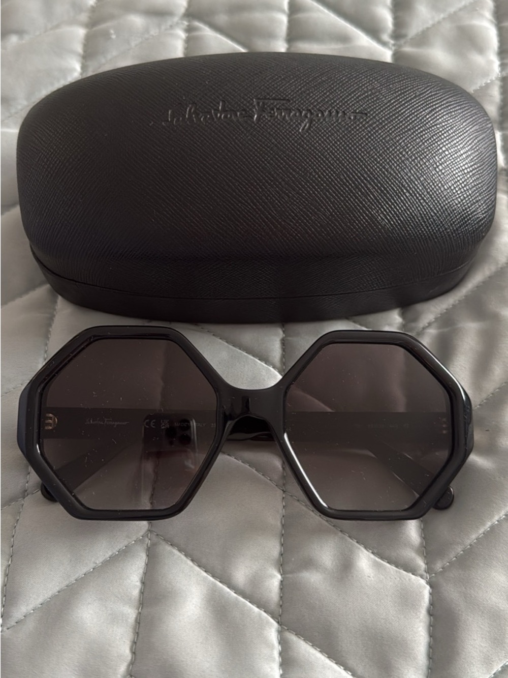 Salvatore Ferragamo Black Octagonal Frame Women's Sunglasses - Picture 2 of 3
